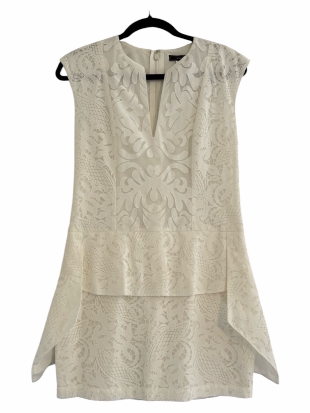 BCBG Max Azria Isabel White Lace Dress Bridal Cocktail Mini Size 4